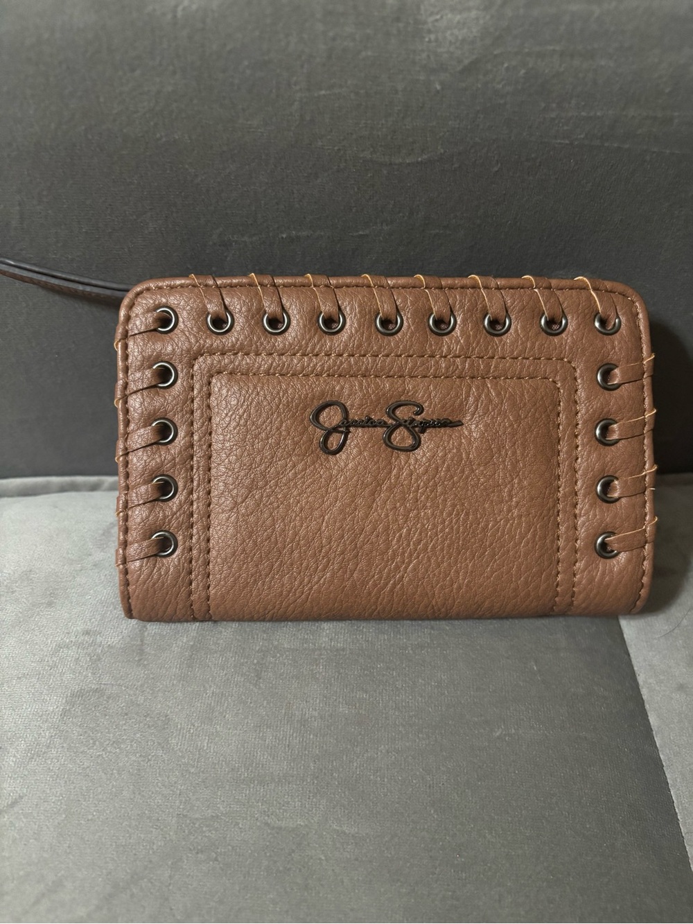 Jessica Simpson Brown Pebbled Leather Wallet